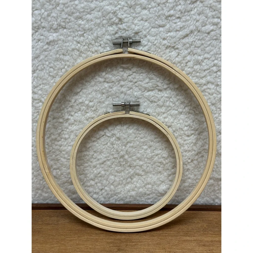 Embroidery Hoops 2 Piece Set 8 Inch and 5 Inch Natural Wood Needlework